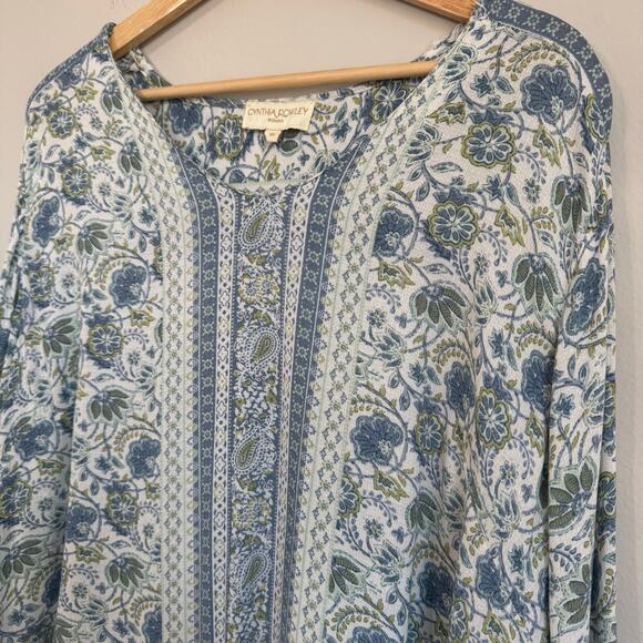 Cynthia Rowley Women’s Top 1X Green Floral Paisley Boho Cottagecore Ruffle - Picture 4 of 14